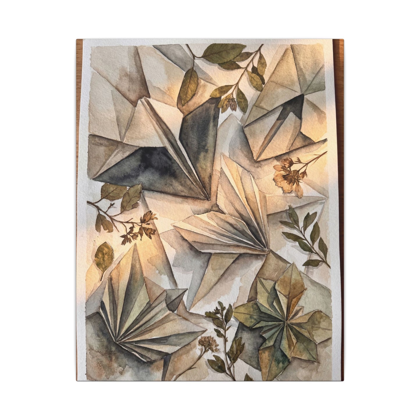 Golden Hour Paper Fold Canvas Art - Japandi Seijaku