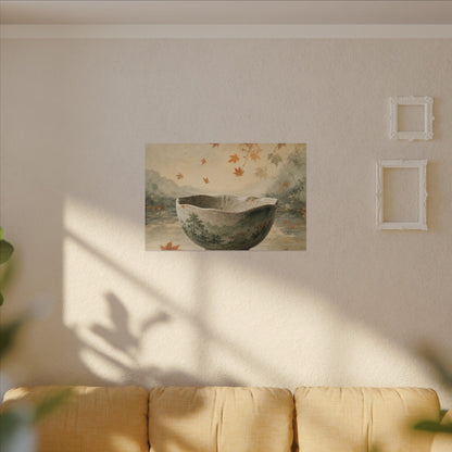 Autumn Ceramic Bowl Watercolor Canvas Art | Cozy Decor