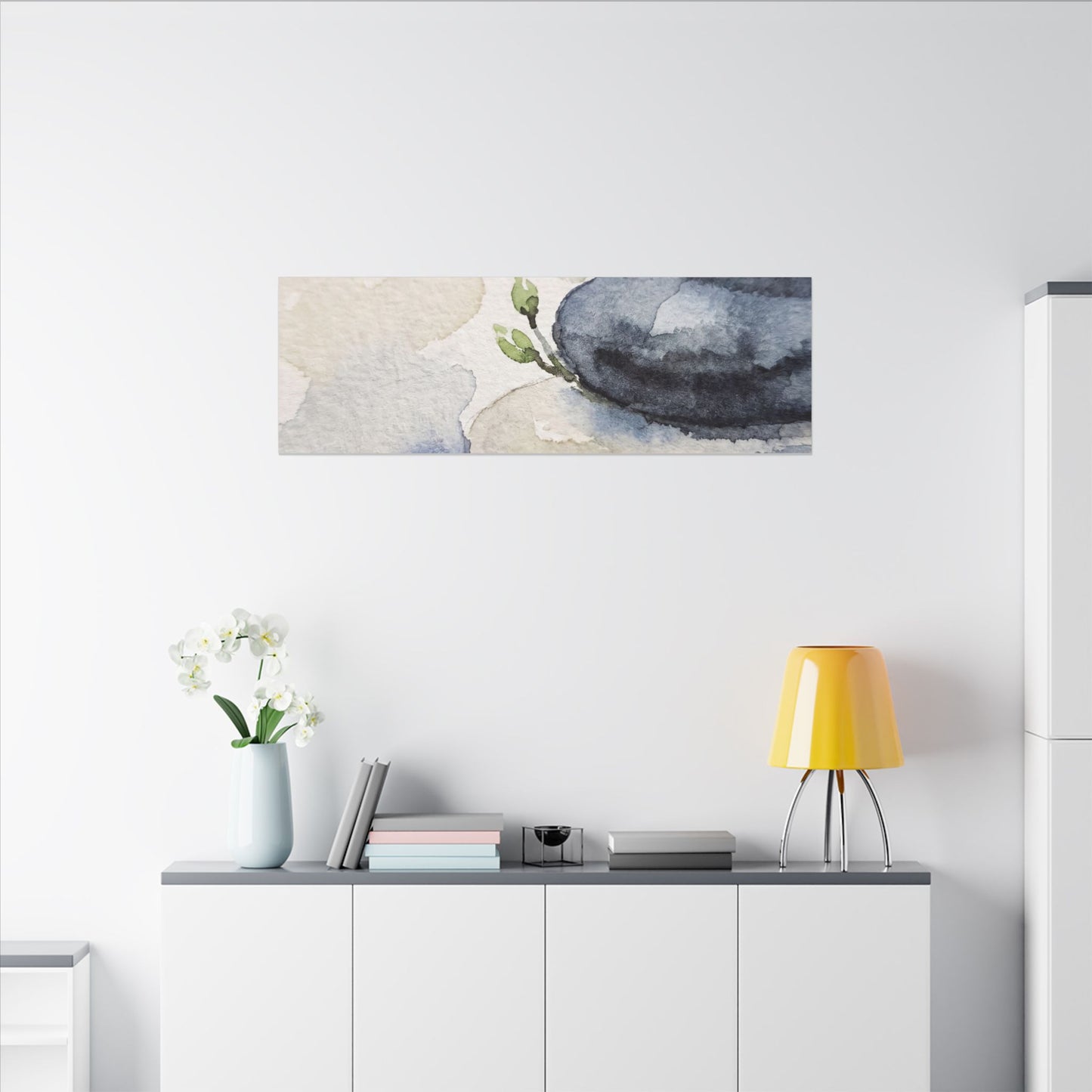 River Stones Watercolor Canvas Art | Cozy Japandi Art