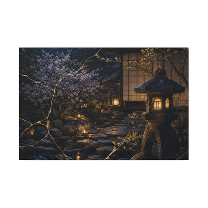 Seijaku Moonlit Garden Canvas Art - Kintsugi Gold Vein