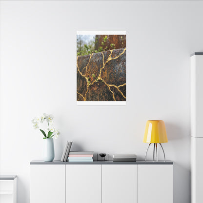 Mono No Aware Rust Patina Canvas Art - Kintsugi Gold Repair