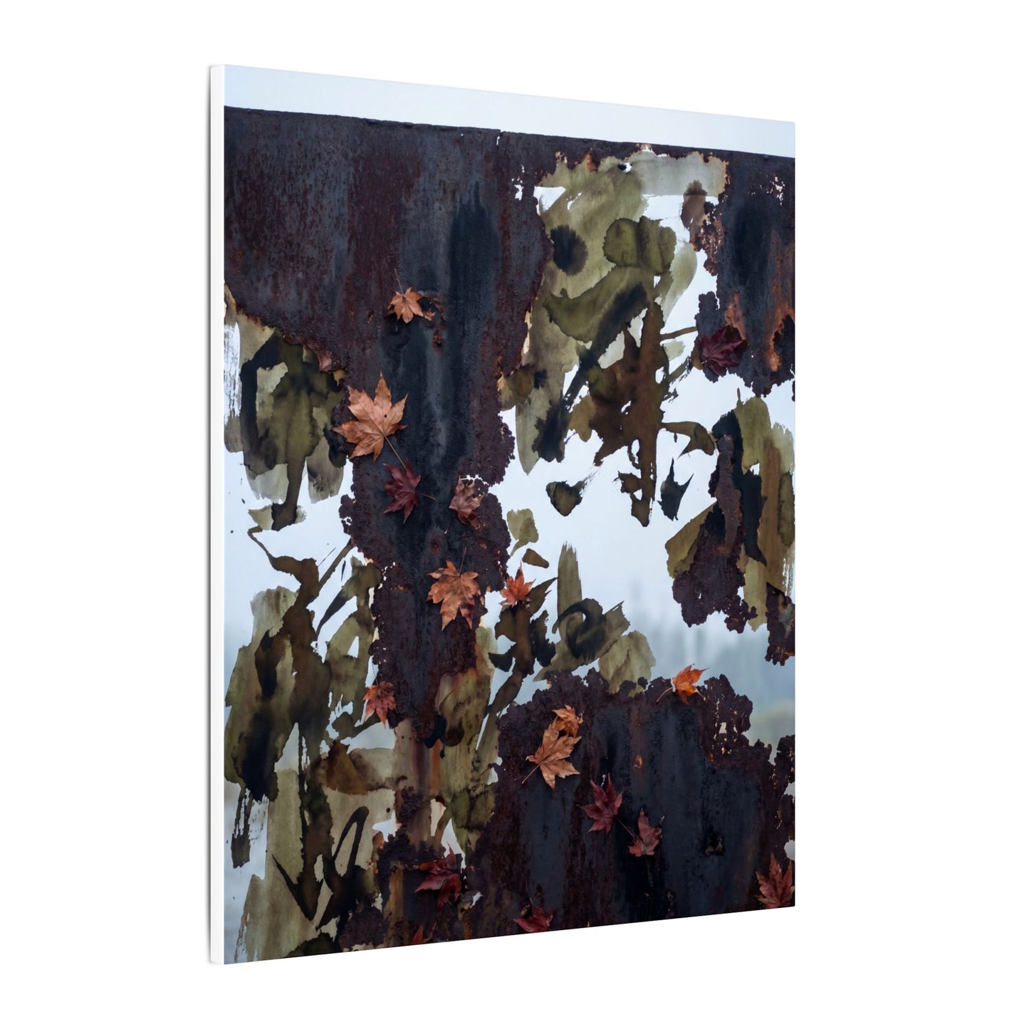 Rust Patina Charcoal Ink Canvas Art | Sophisticated Dark Japandi Art
