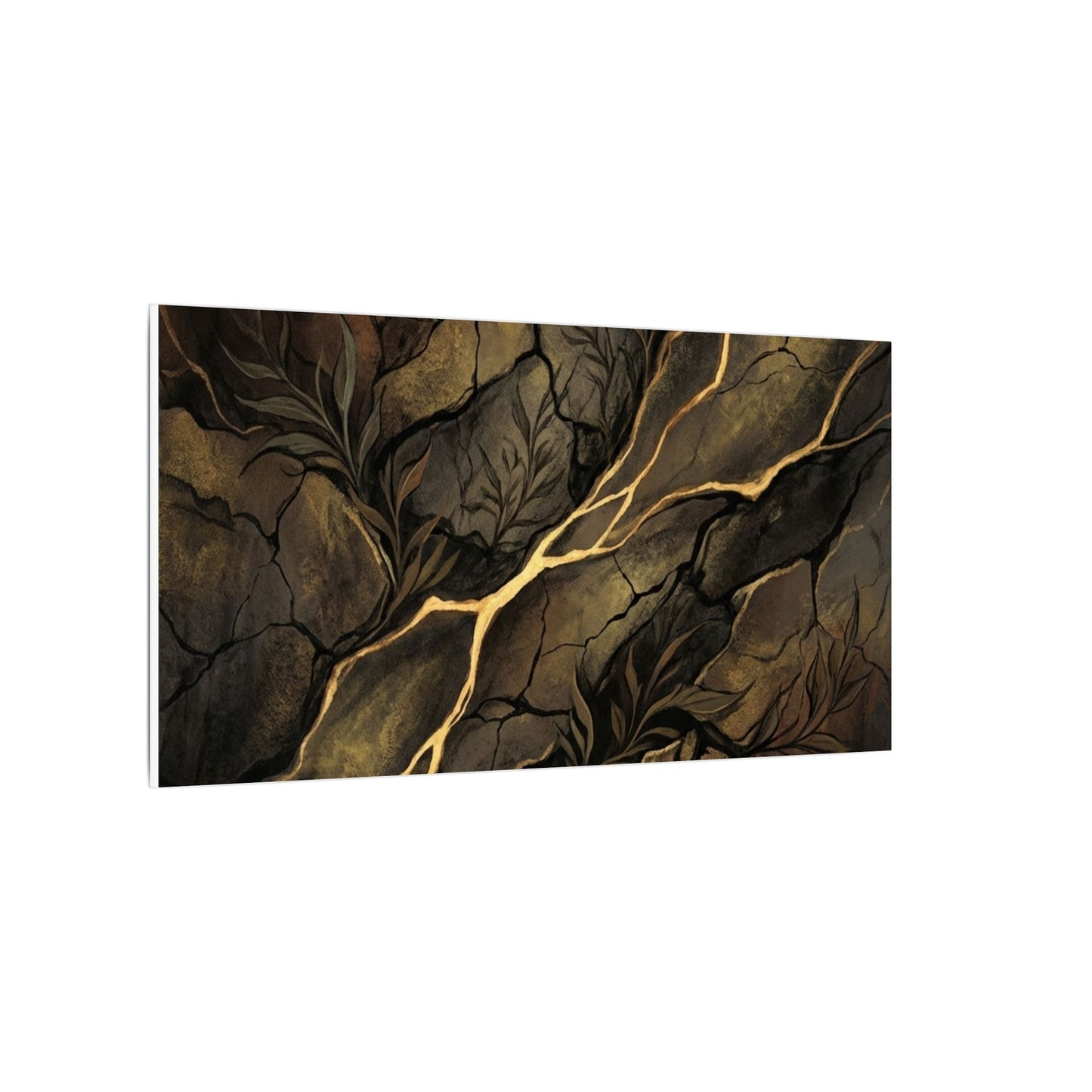 Cracked Earth Charcoal Ink Canvas Art | Bold Dark Japandi Art