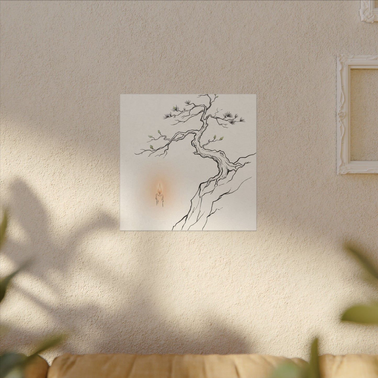 Candlelight Pine Tree Canvas Art - Japandi Shibui