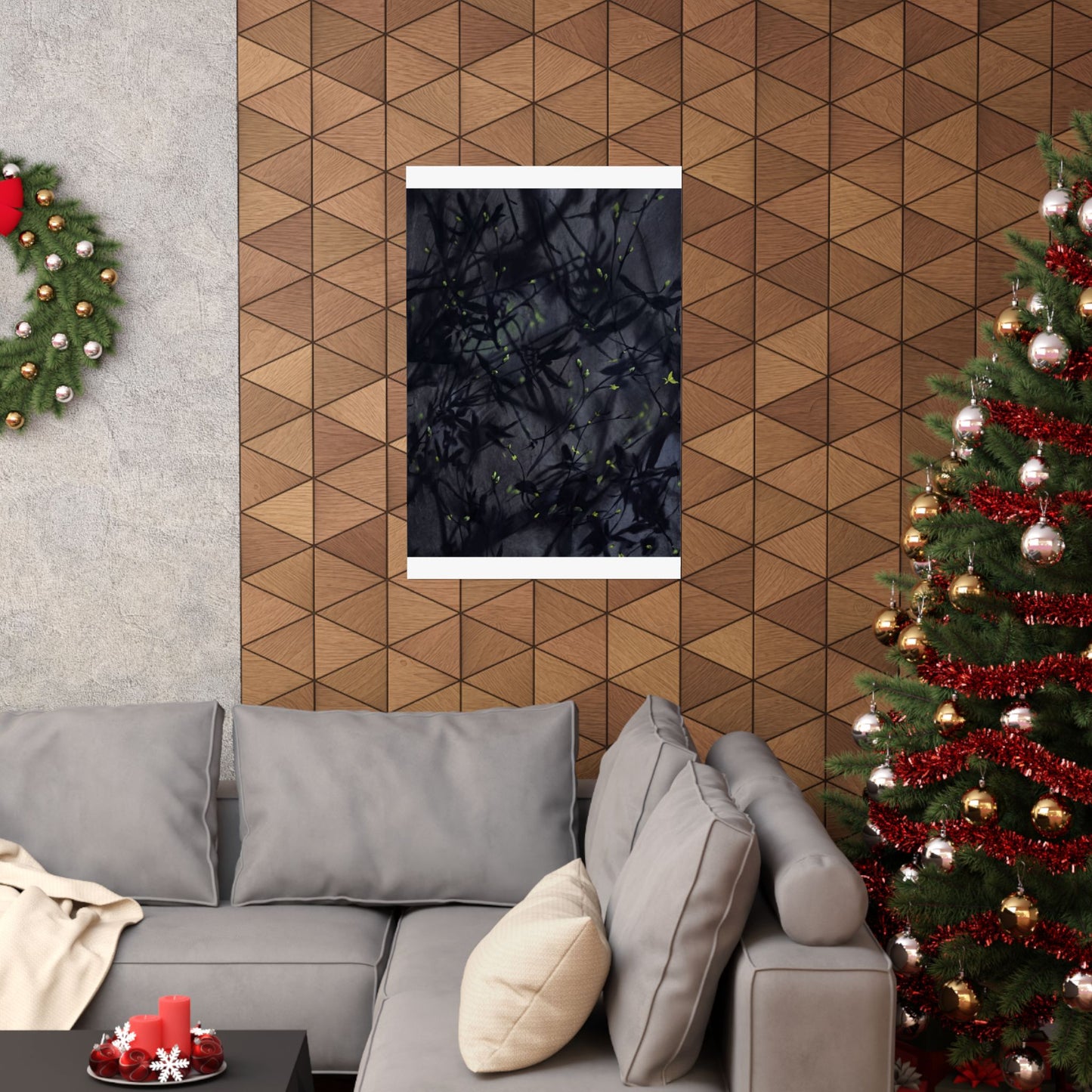 Atmospheric Shadow Play Wall Art Print - Shadow Zen Dark Japandi