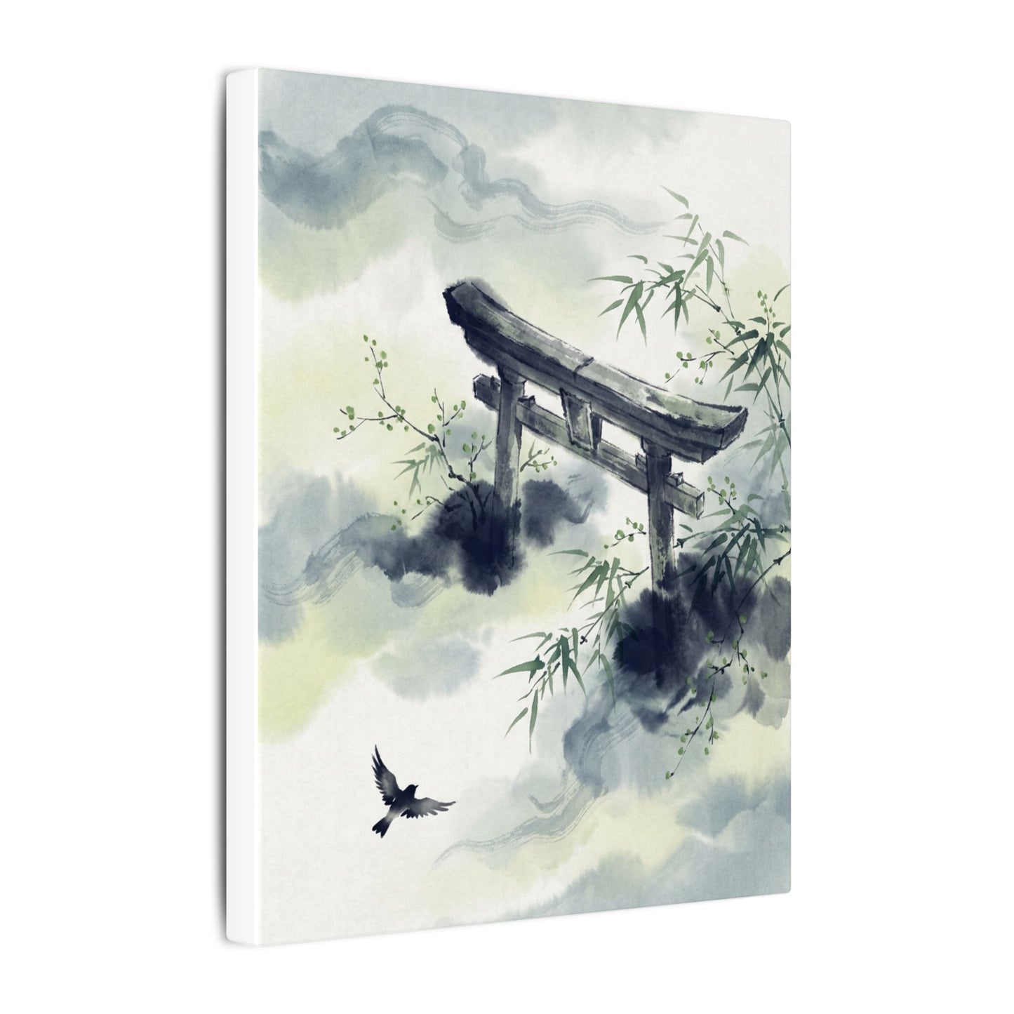 Torii Gate Sumi E Canvas Art | Serene Zen Art