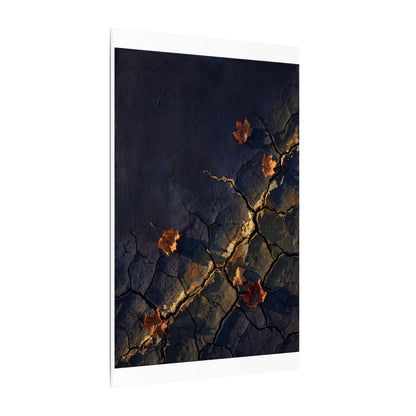Cracked Earth Canvas Art | Autumn Dark Japandi Dark Texture Art