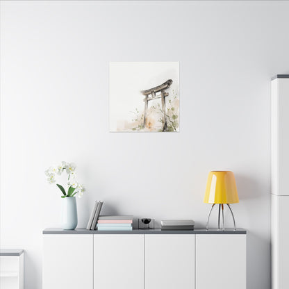 Fukinsei Torii Gate Canvas Art - Japandi Watercolor