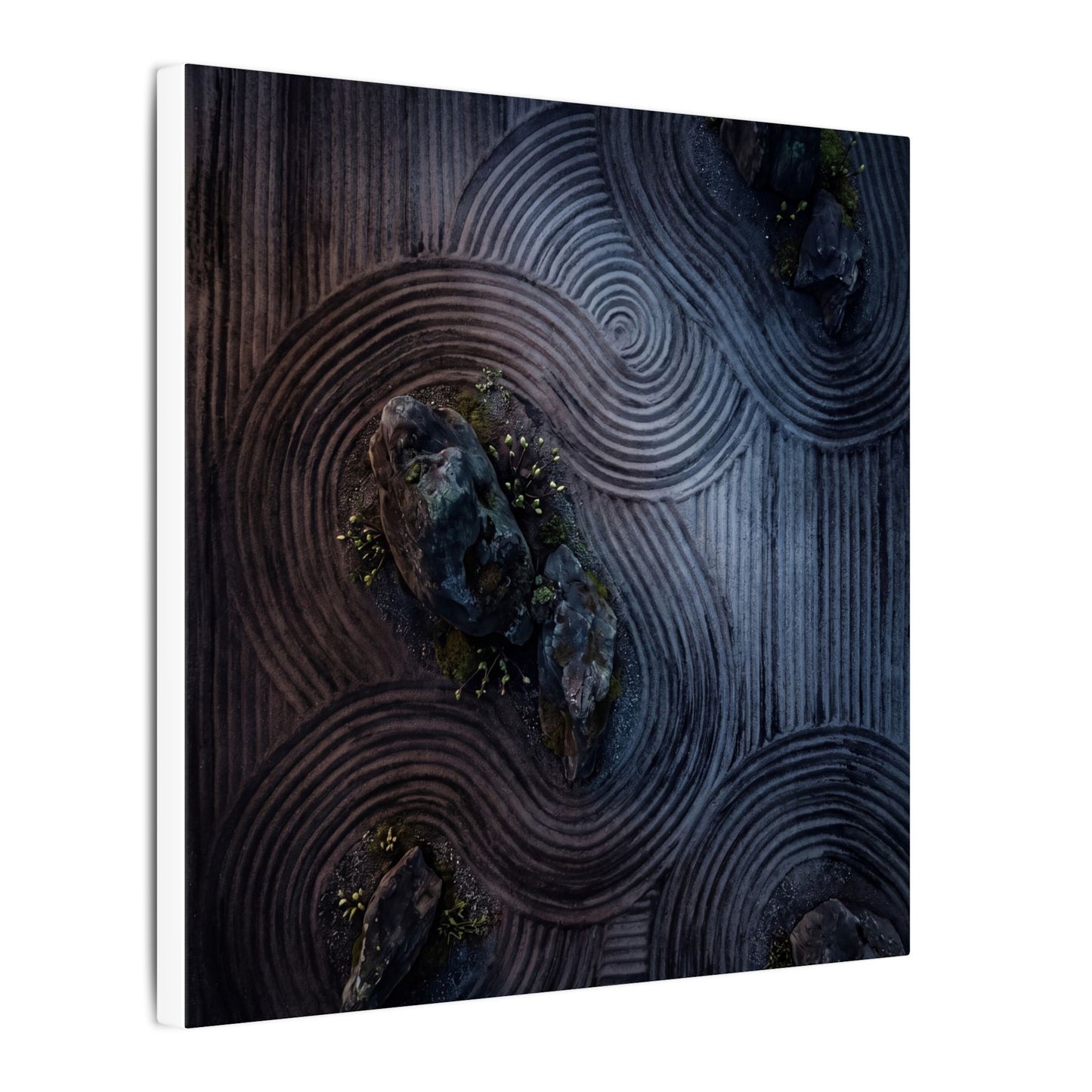 Spring Rock Garden Charcoal Ink Canvas Art | Bold Decor