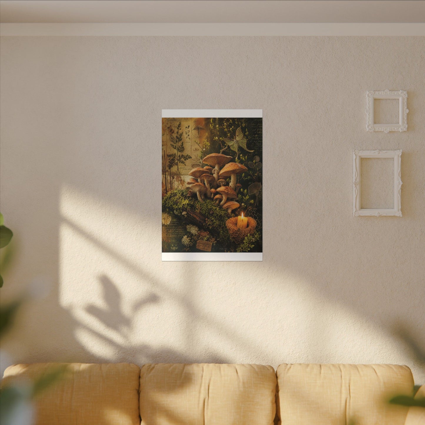 Spring Wild Mushrooms Herbarium Canvas Art | Earthy Decor