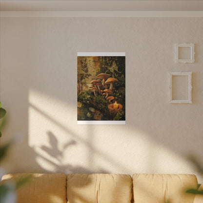Spring Wild Mushrooms Herbarium Canvas Art | Earthy Decor