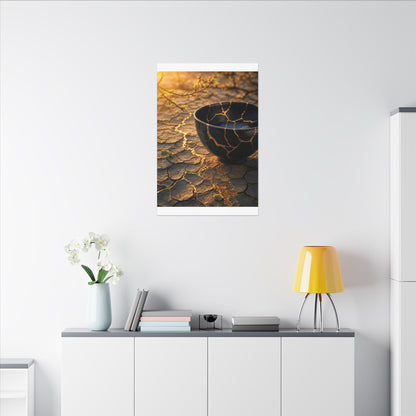 Golden Hour Cracked Earth Canvas Art - Kintsugi Fukinsei