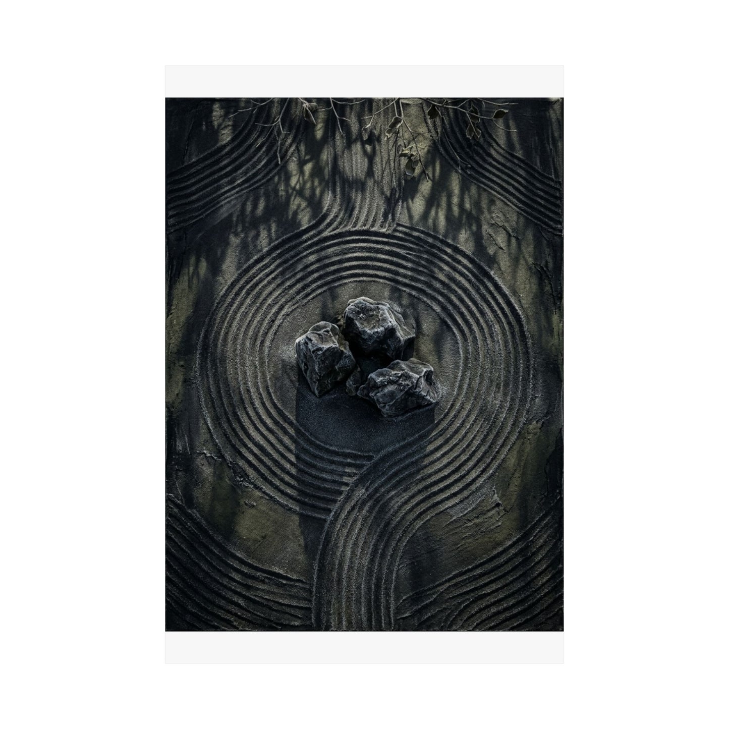Winter Rock Garden Dark Texture Wall Art Print | Atmospheric Decor