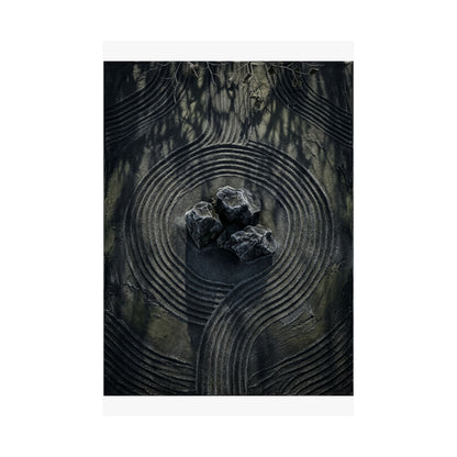 Winter Rock Garden Dark Texture Wall Art Print | Atmospheric Decor