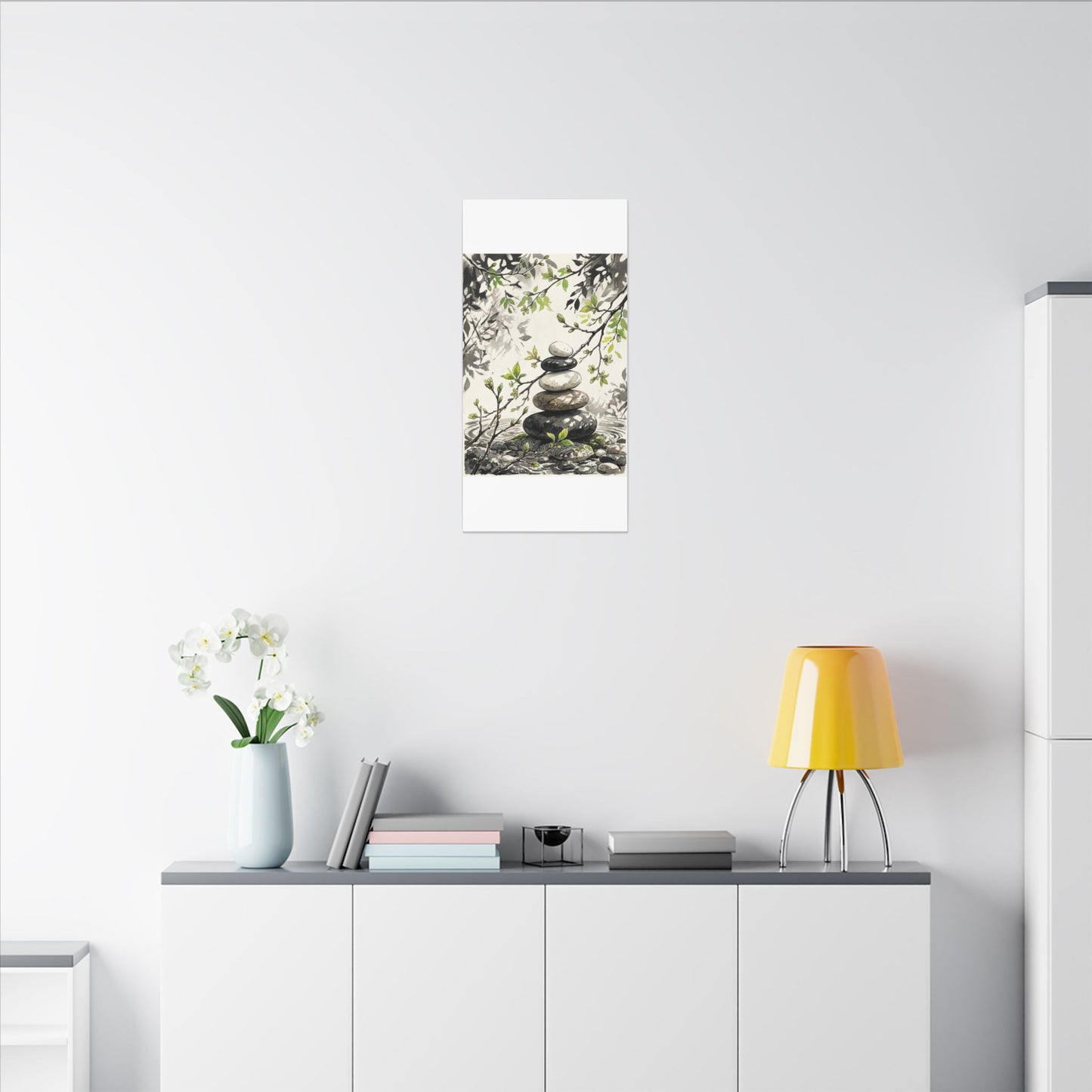 Spring River Stones Japanese Pattern Canvas Art | Elegant Decor