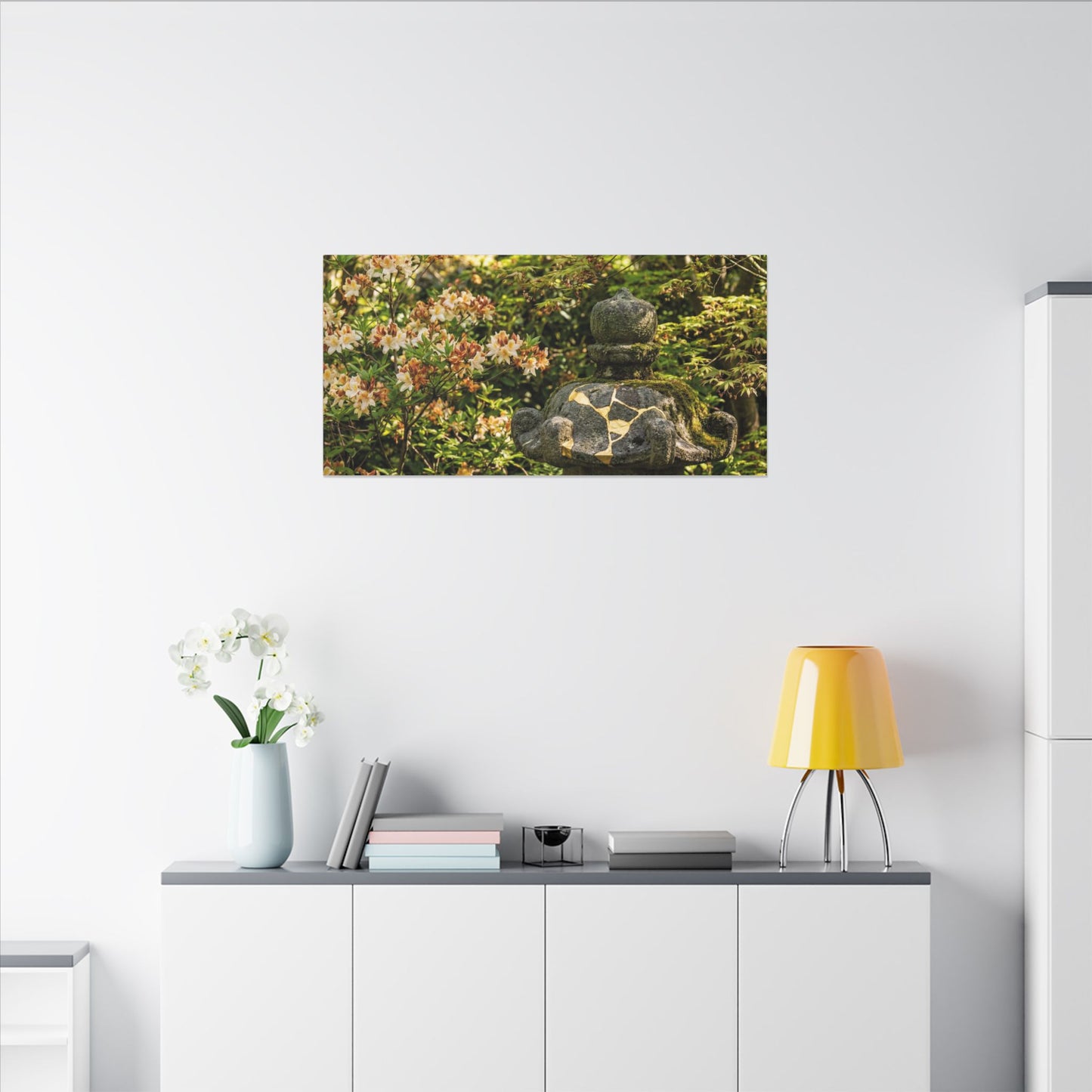 Spring Stone Lantern Gold Repair Canvas Art | Beautiful Decor