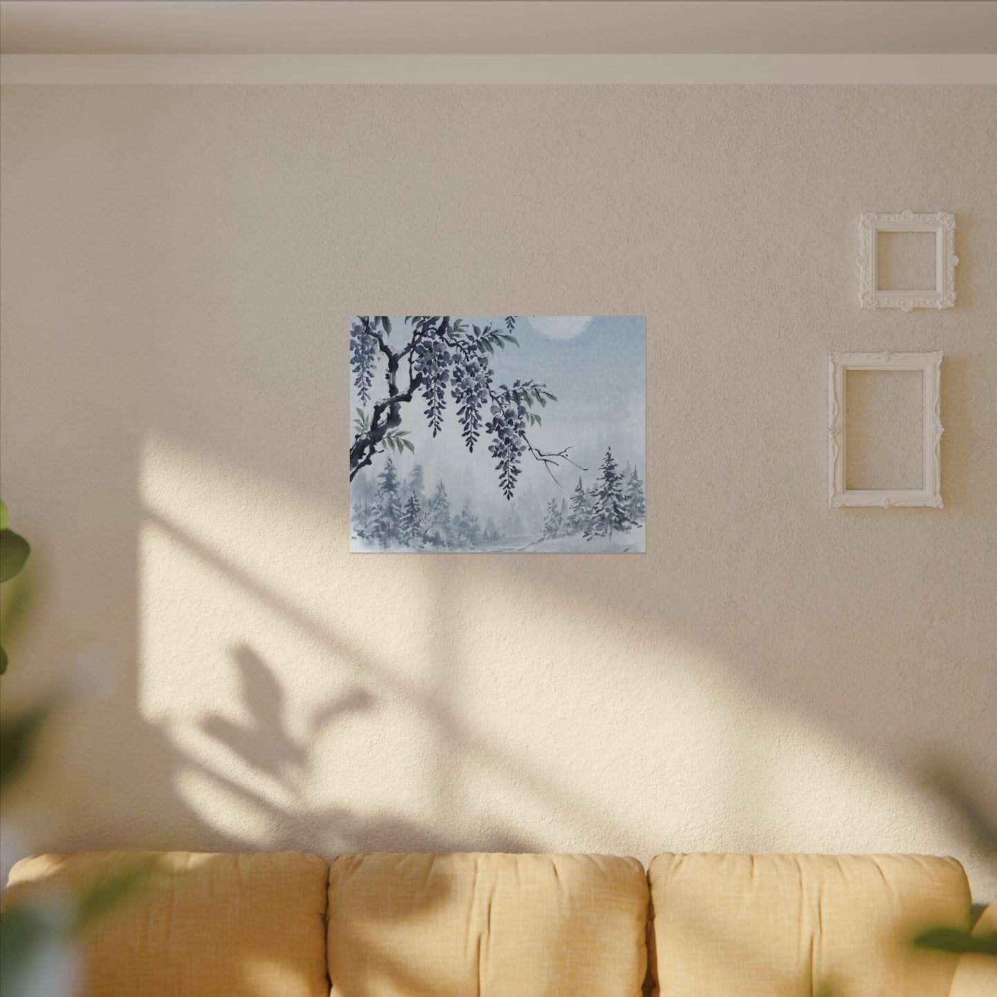 Seijaku Wisteria Canvas Art - Zen Sumi E