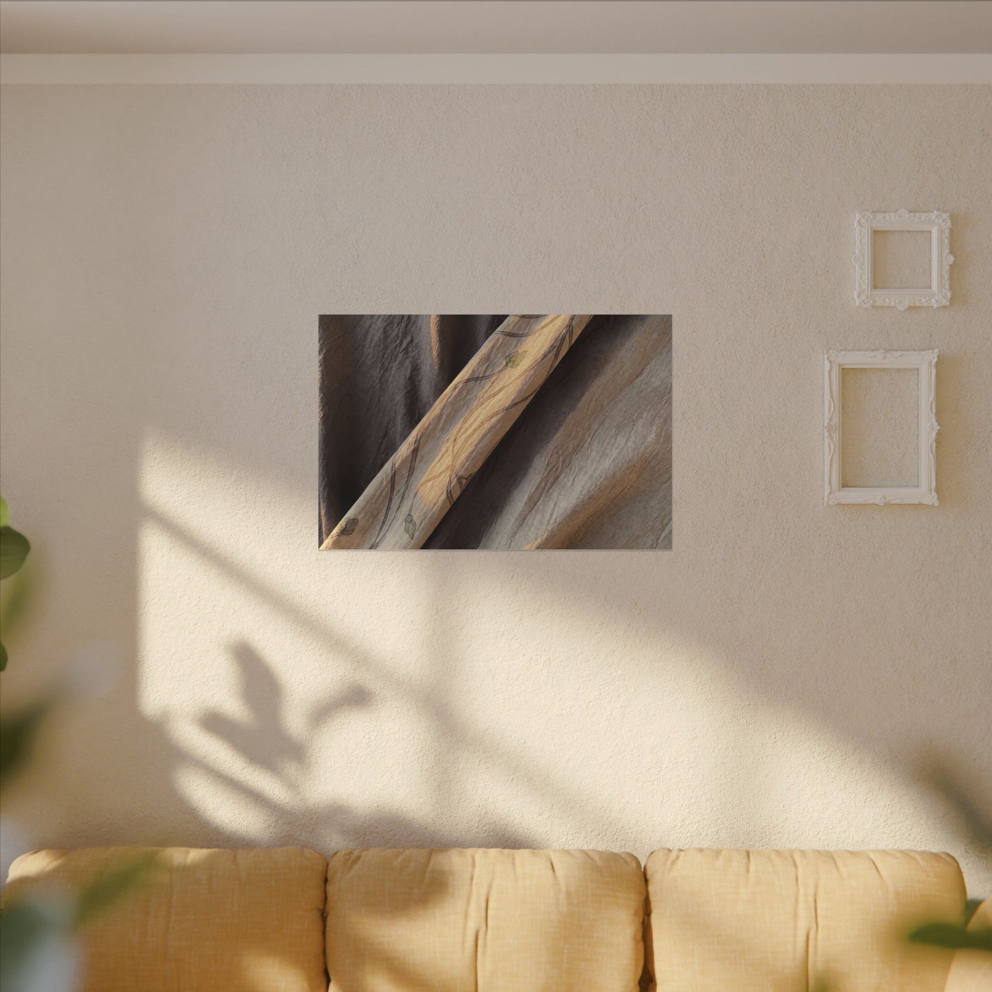Warm Silk Drape Canvas Art - Japanese Pattern Japandi