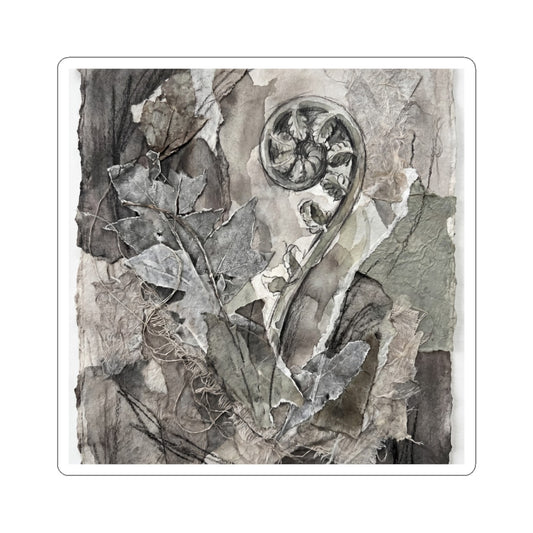 Elegant Fern Unfurling Sticker - Texture Japandi