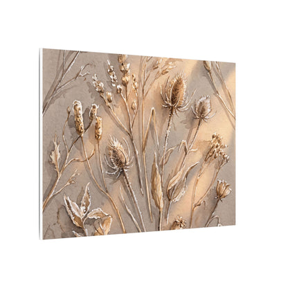Japandi Dried Flowers in Golden Hour | Watercolor Canvas Art