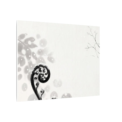 Winter Fern Unfurling Ukiyo E Inspired Canvas Art | Peaceful Decor