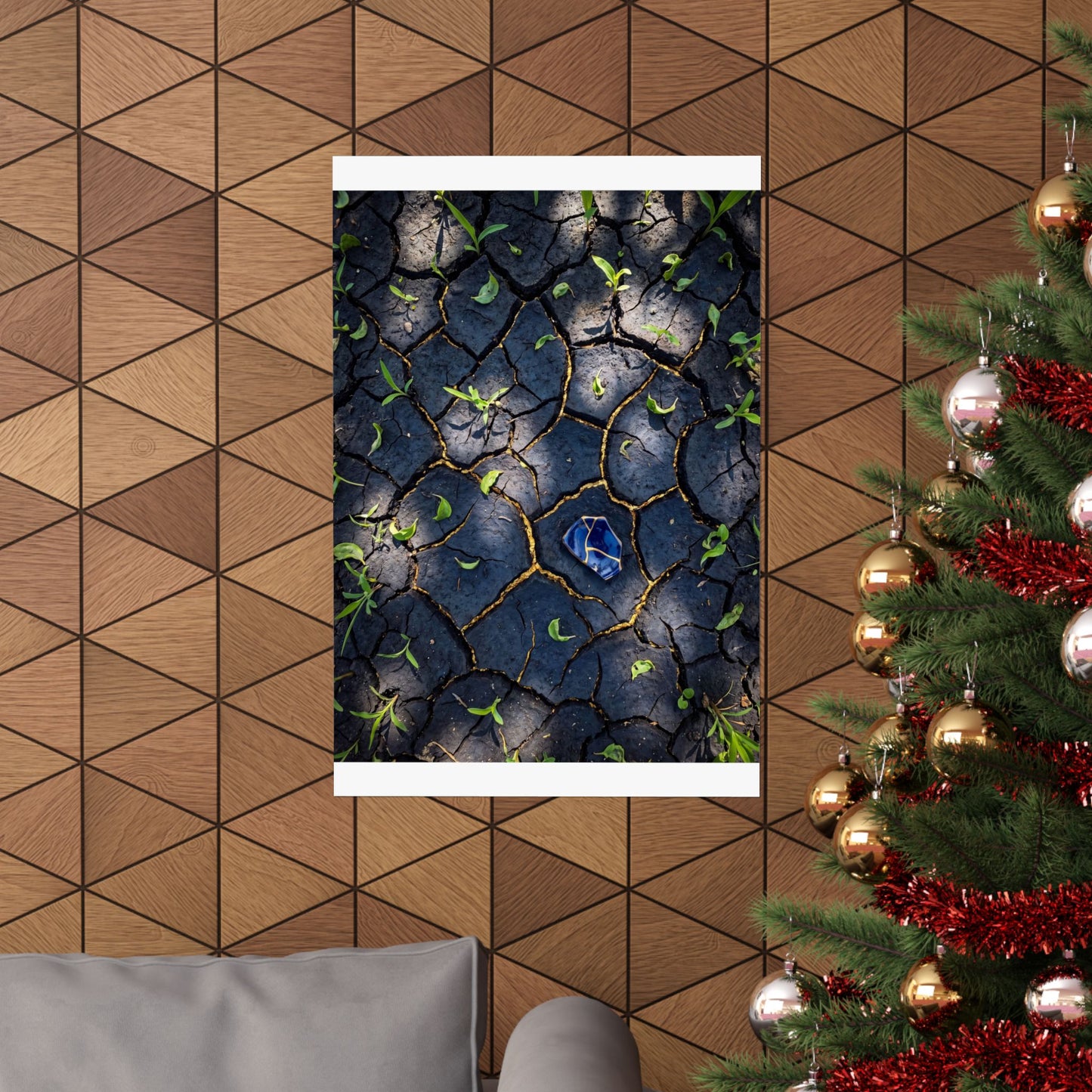 Cracked Earth Wall Art Print | Spring Dark Japandi Moody Minimal Art
