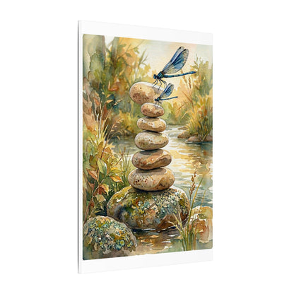 River Stones Summer Canvas Art | Japandi Cozy Design