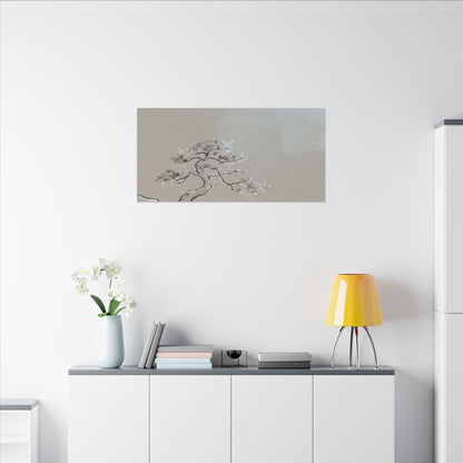 Pine Tree Minimal Line Canvas Art | Warm Japandi Art