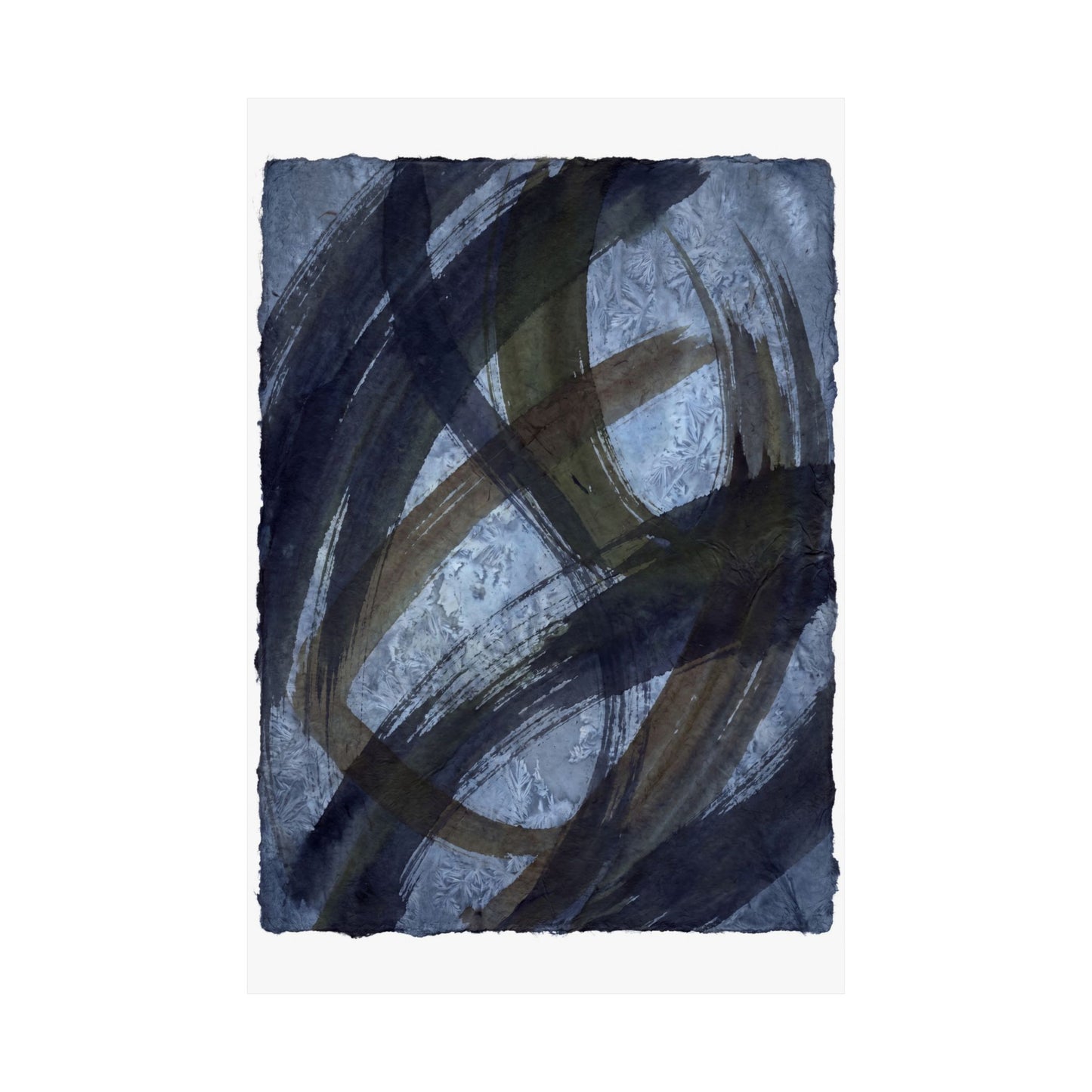 Ink Brushstroke Winter Wall Art Print | Dark Japandi Bold Design