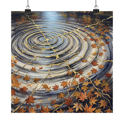 Water Ripple Gold Repair Wall Art Print | Philosophical Kintsugi Art Art Print