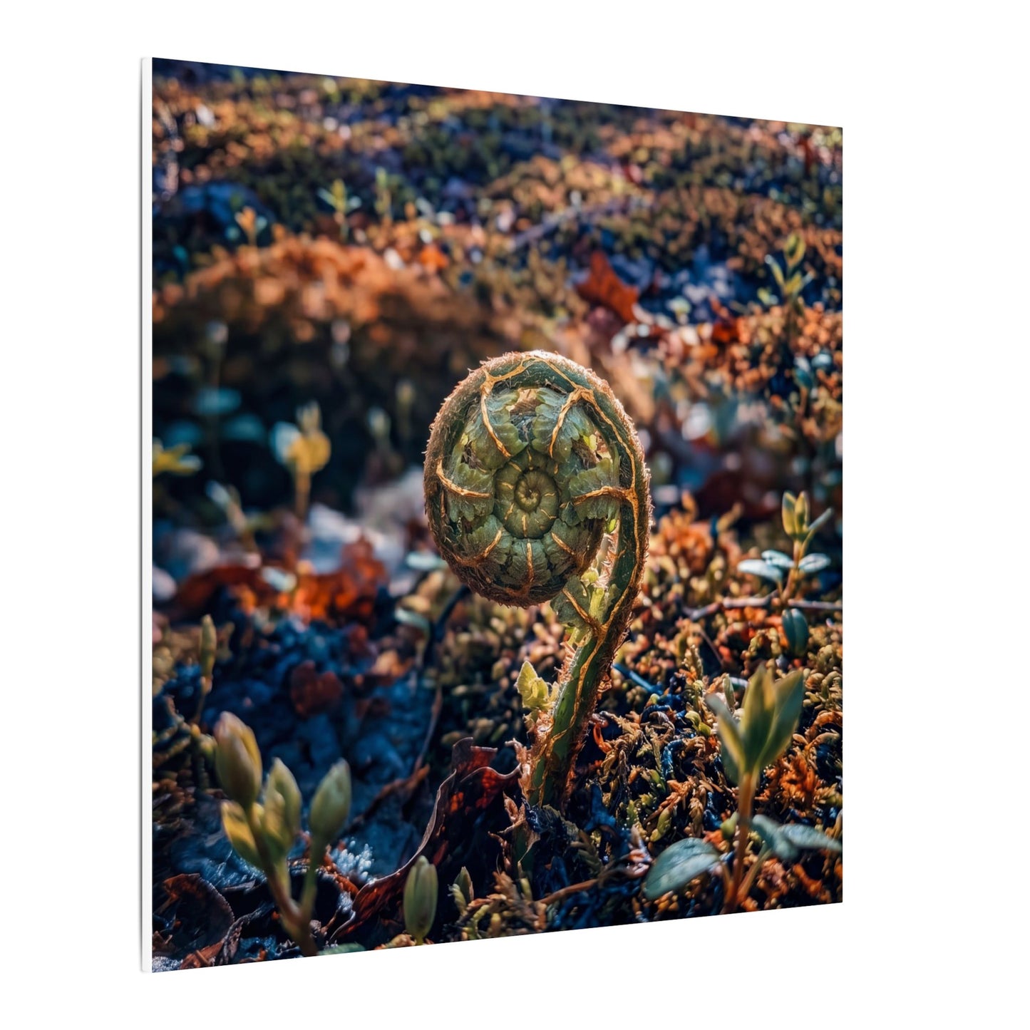 Kintsugi Fern Unfurling in Dappled | Gold Vein Canvas Art