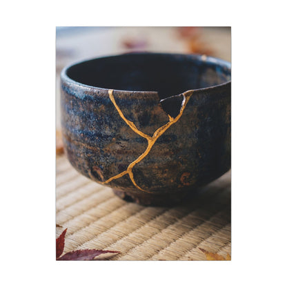 Tea Ceremony Autumn Canvas Art | Kintsugi Healing Design