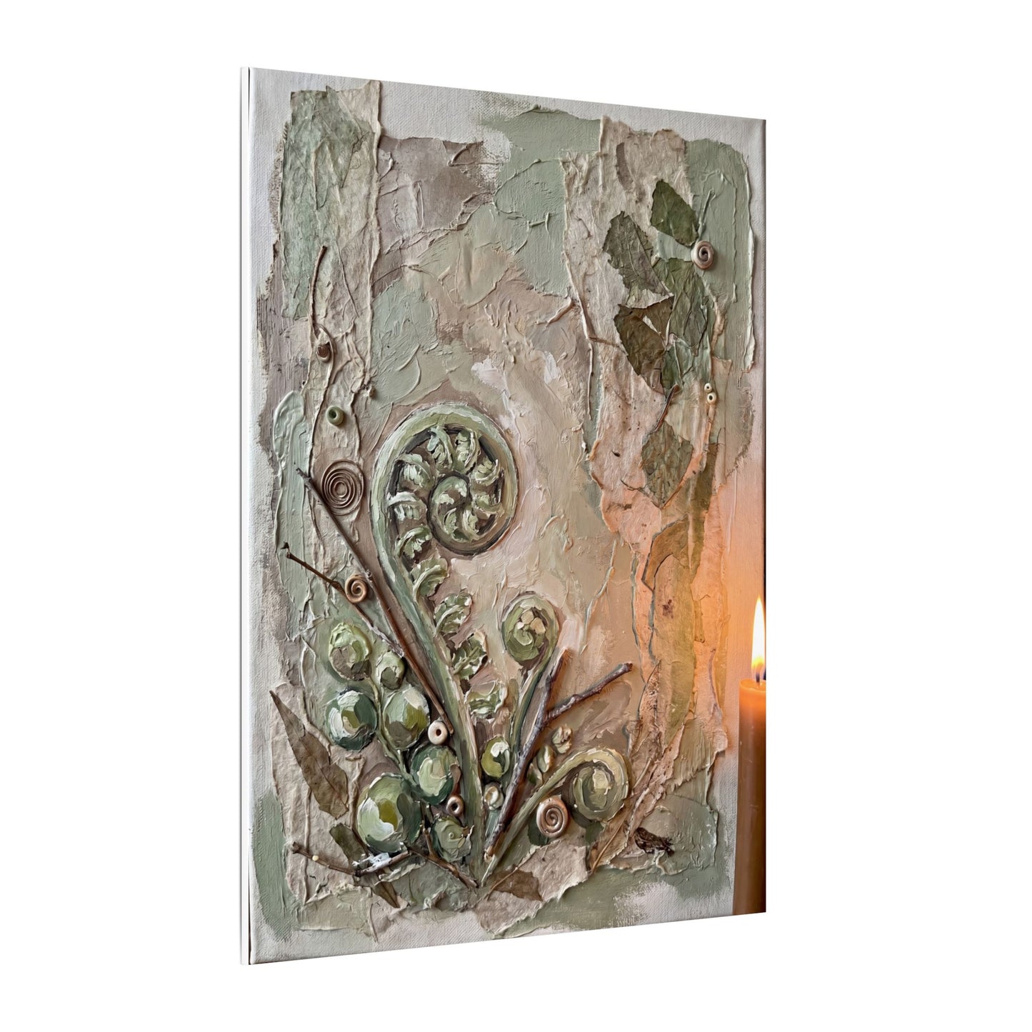 Datsuzoku Fern Unfurling Canvas Art - Japandi Texture