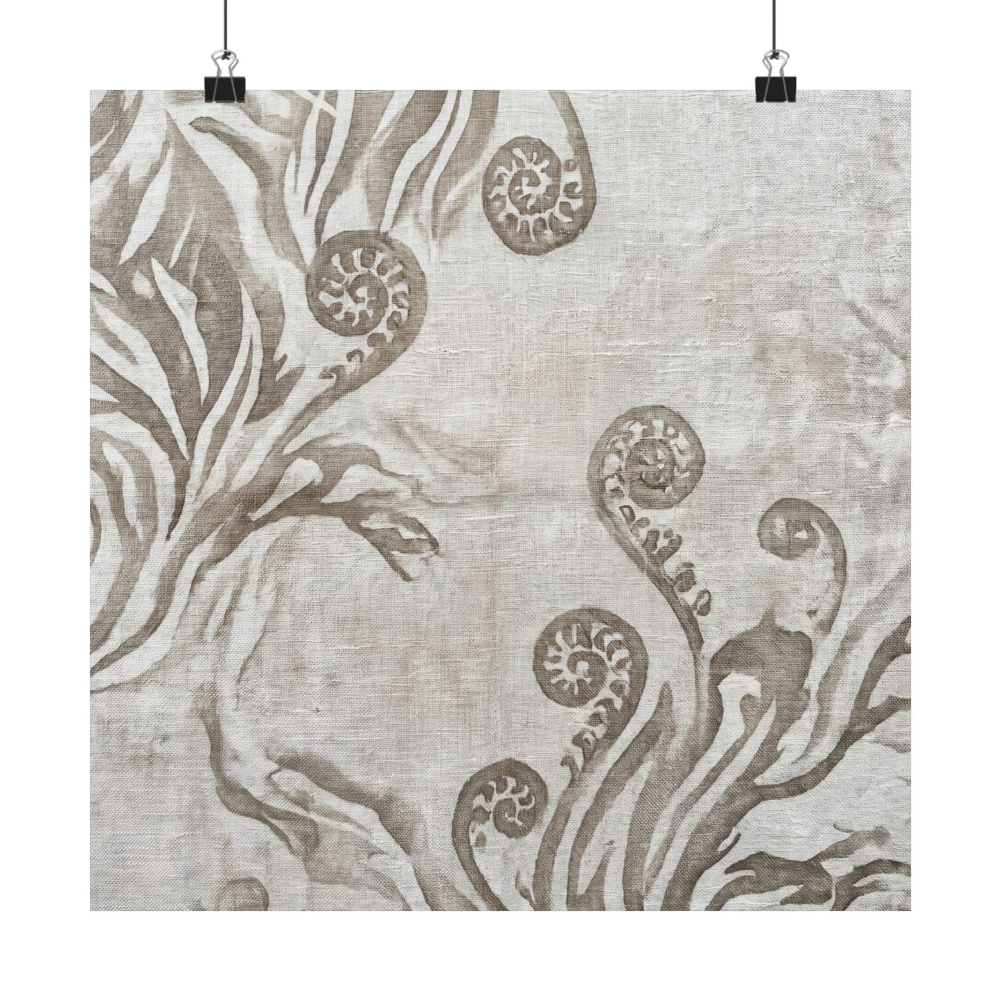 Fern Unfurling Japanese Pattern Wall Art Print | Neutral Japandi Art