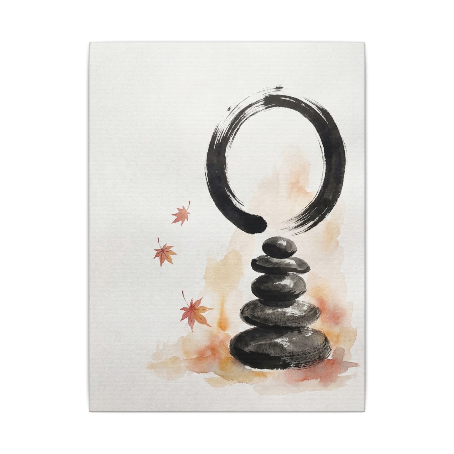 River Stones Canvas Art | Autumn Zen Enso Art