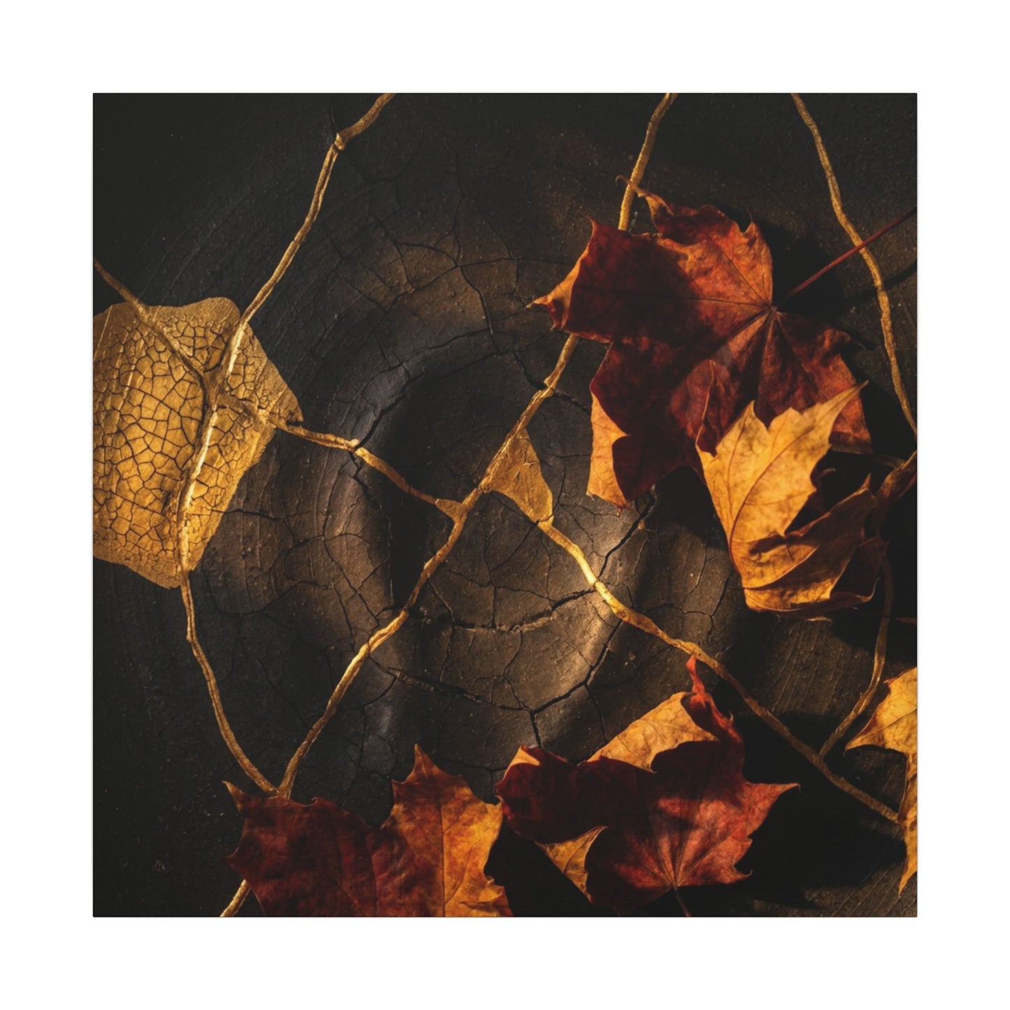 Resilient Shadow Play Canvas Art - Crackle Gold Kintsugi