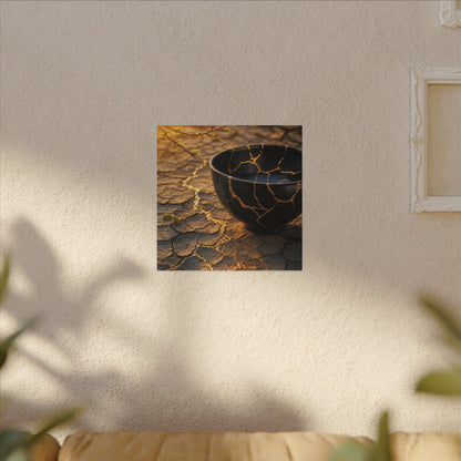 Golden Hour Cracked Earth Canvas Art - Kintsugi Fukinsei