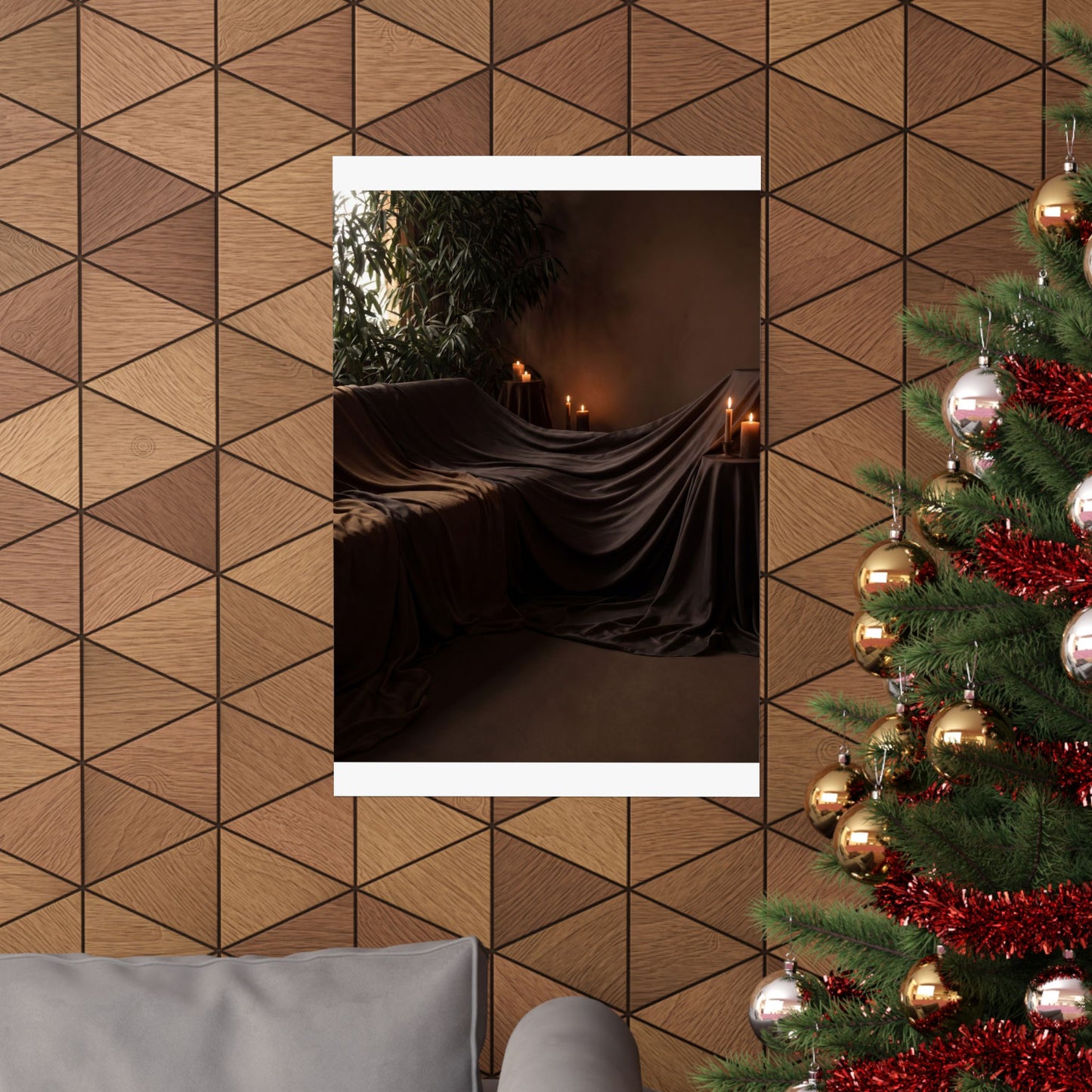 Candlelight Silk Drape Wall Art Print - Dark Japandi Ma