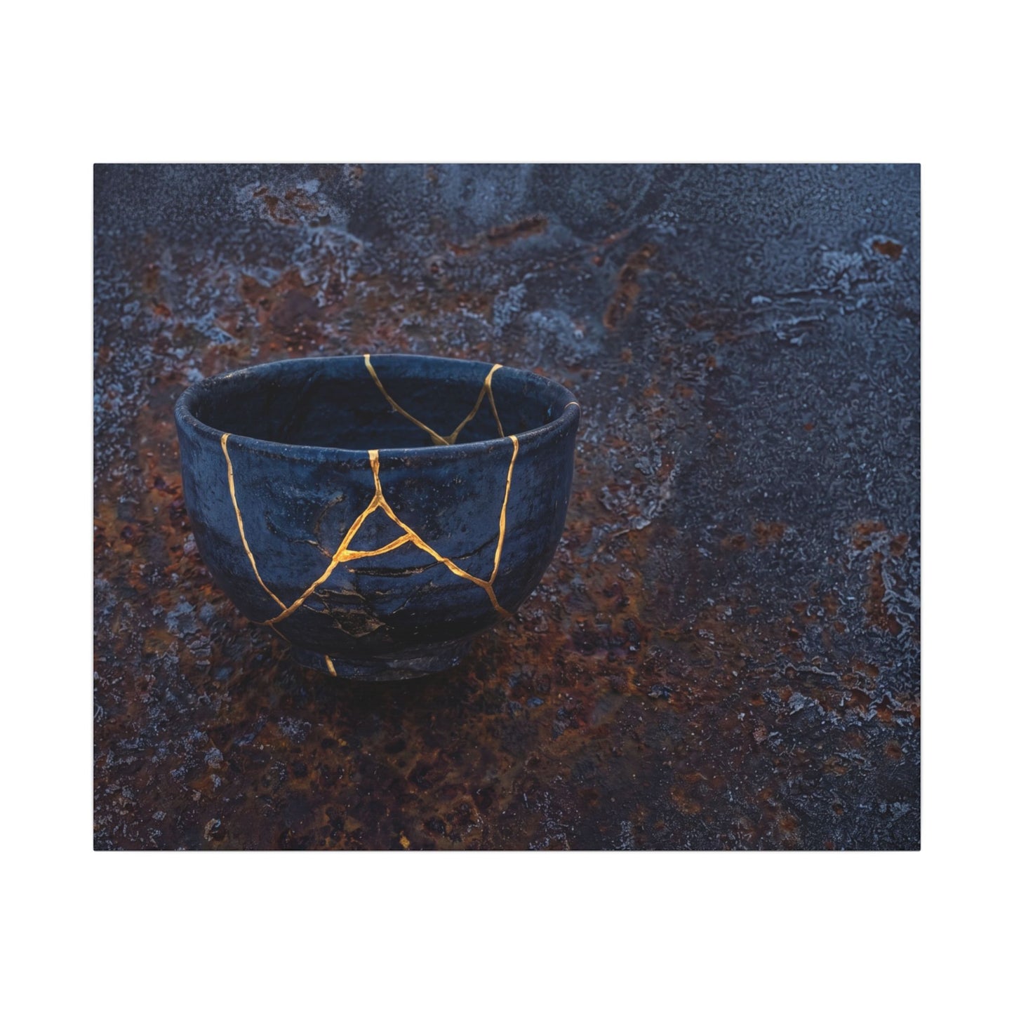 Rust Patina Winter Canvas Art | Kintsugi Healing Design