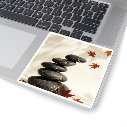 Autumn River Stones Crackle Gold Sticker | Artful Decor