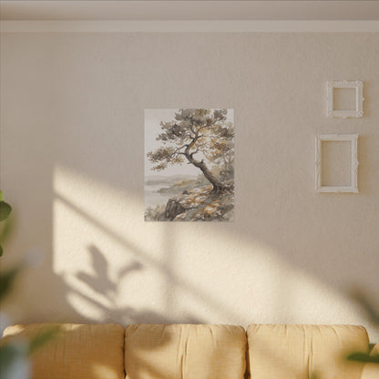 Pine Tree Watercolor Canvas Art | Elegant Japandi Art