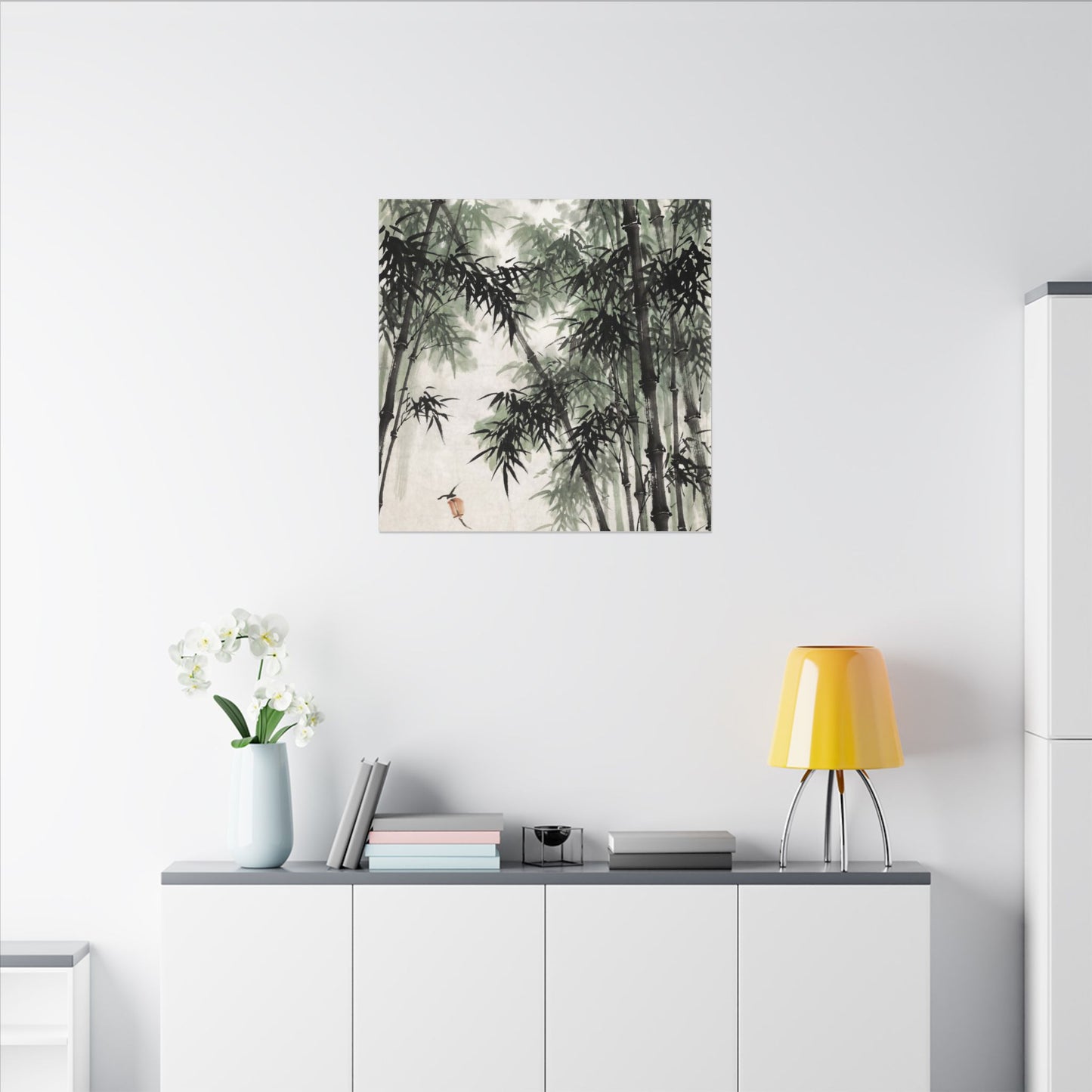 Zen Bamboo Grove in Overcast | Sumi E Canvas Art