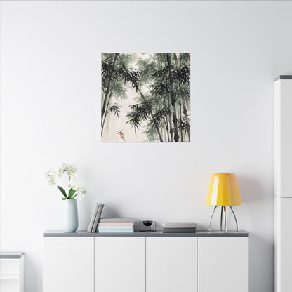Zen Bamboo Grove in Overcast | Sumi E Canvas Art