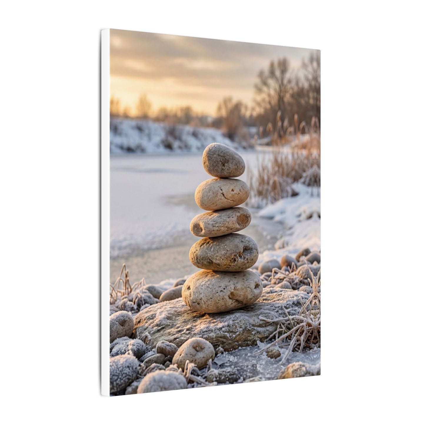 Ma River Stones Canvas Art - Japandi Japanese Pattern