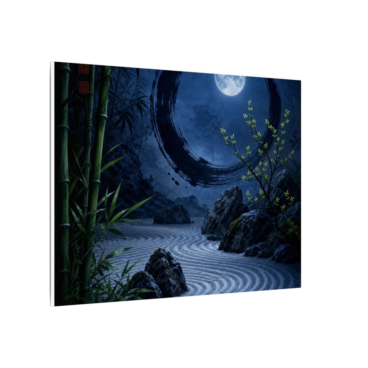 Serene Rock Garden Canvas Art - Enso Zen