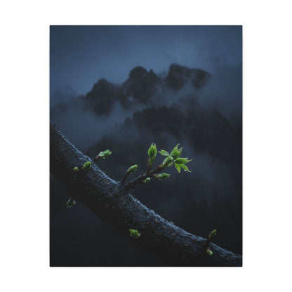 Moonlight Mountain Mist Canvas Art - Dark Japandi Kanso