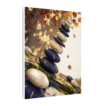 Ma River Stones Canvas Art - Kintsugi Gold Vein