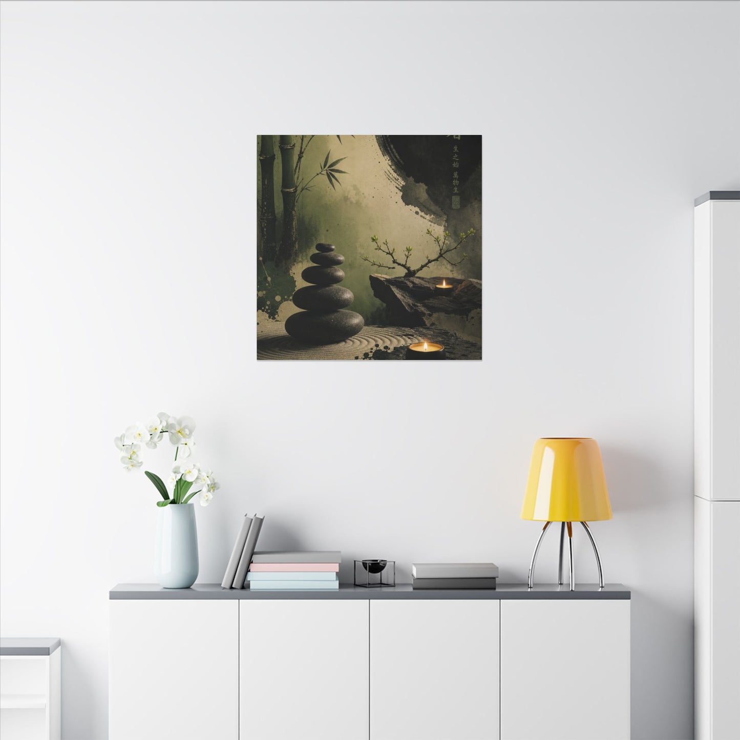 River Stones Spring Canvas Art | Zen Contemplative Design