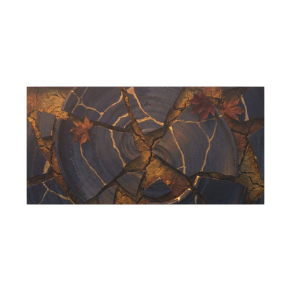 Autumn Cracked Earth Gold Repair Canvas Art | Philosophical Decor