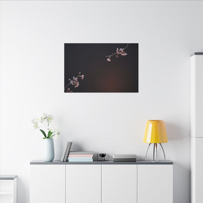 Dark Japandi Cherry Blossom in Candlelight | Moody Minimal Canvas Art